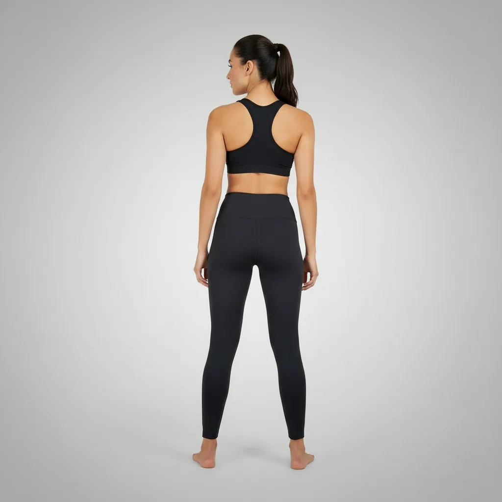 Legging Essencial Preto Power — modelo de costas